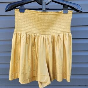 Season to Stand Out Metallic Gold Smocked High-Waist Shorts